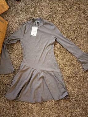 Women’s Gray Long-Sleeve Fit & Flare Dress